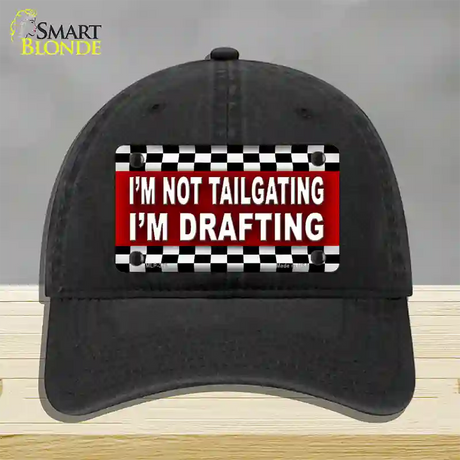 Not Tailgating Drafting Novelty License Plate Hat Unconstructed Cotton / Black