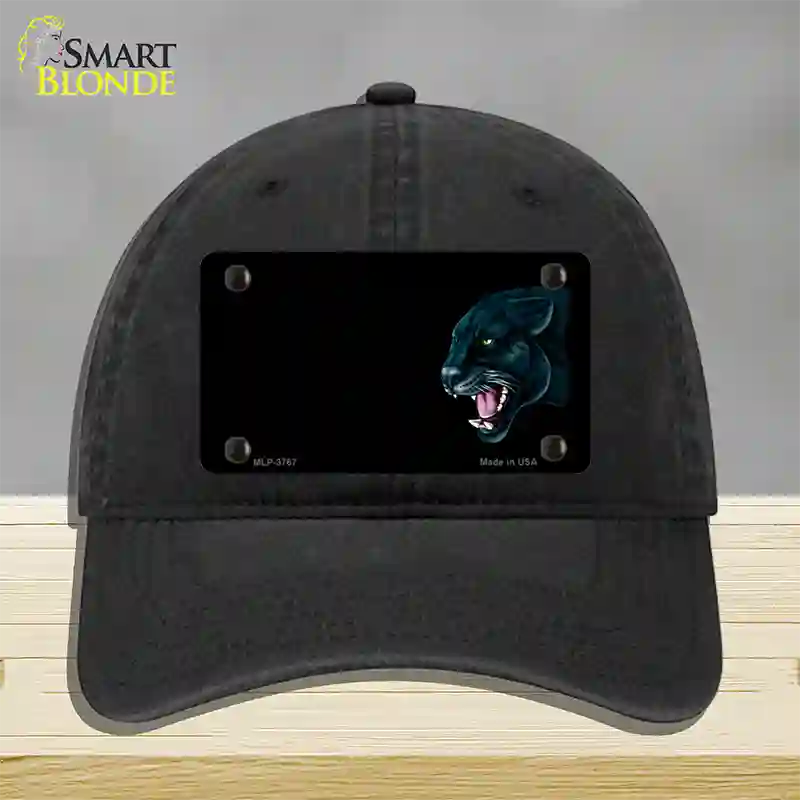 Panther Offset Profile Novelty License Plate Hat Unconstructed Cotton / Black