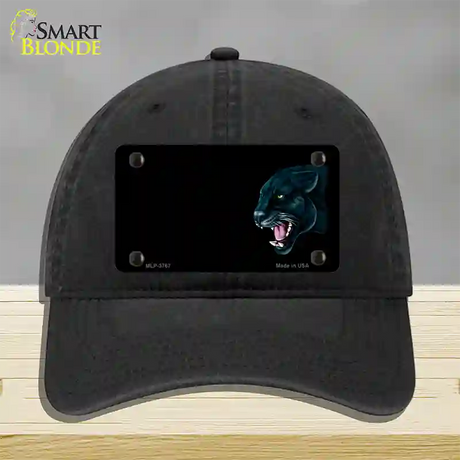 Panther Offset Profile Novelty License Plate Hat Unconstructed Cotton / Black