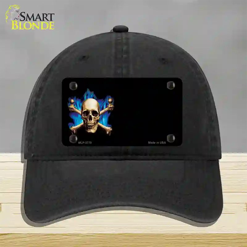 Skull Offset Novelty License Plate Hat Unconstructed Cotton / Black