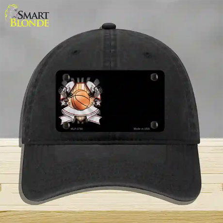 Basketball Banner Offset Novelty License Plate Hat Unconstructed Cotton / Black