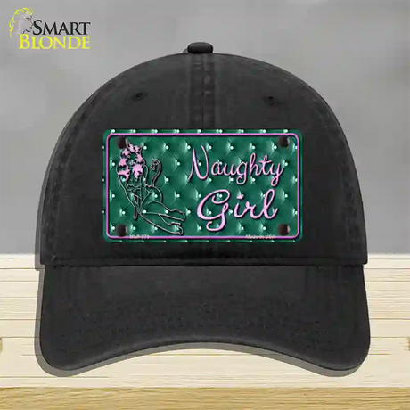 Naughty Girl Novelty License Plate Hat Unconstructed Cotton / Black