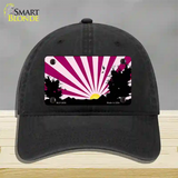 Southwest Pink Sunset Novelty License Plate Hat Unconstructed Cotton / Black