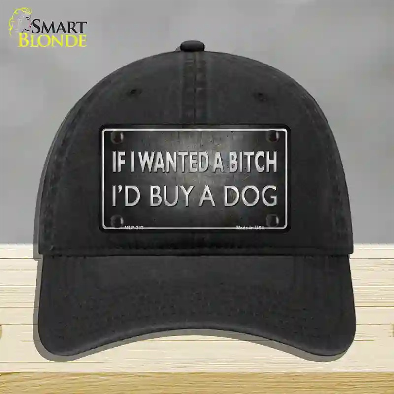 I Would Buy A Dog Novelty License Plate Hat Unconstructed Cotton / Black