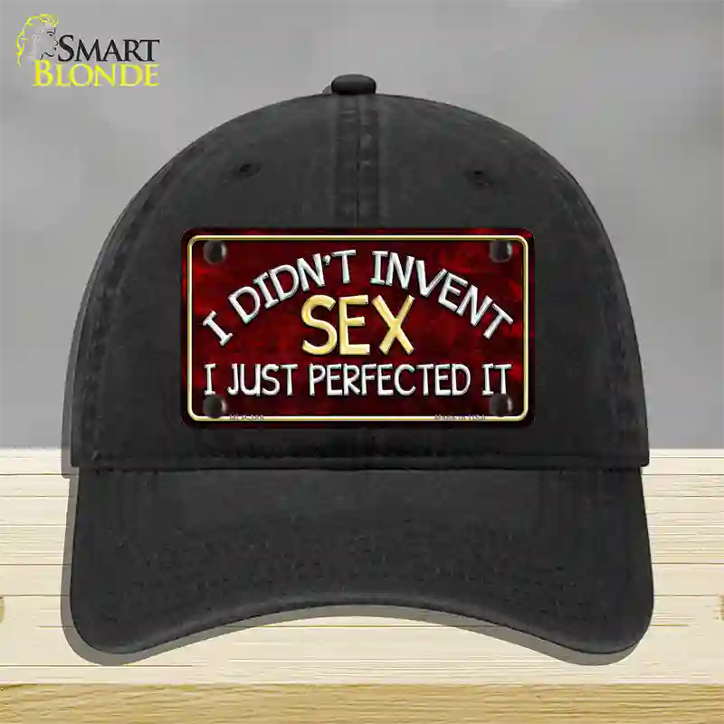 Didnt Invent Sex Novelty License Plate Hat Unconstructed Cotton / Black