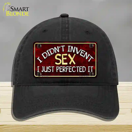 Didnt Invent Sex Novelty License Plate Hat Unconstructed Cotton / Black