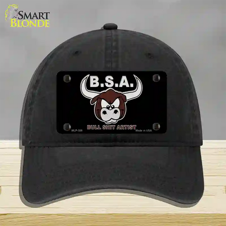 Bull Shit Artist Novelty License Plate Hat Unconstructed Cotton / Black