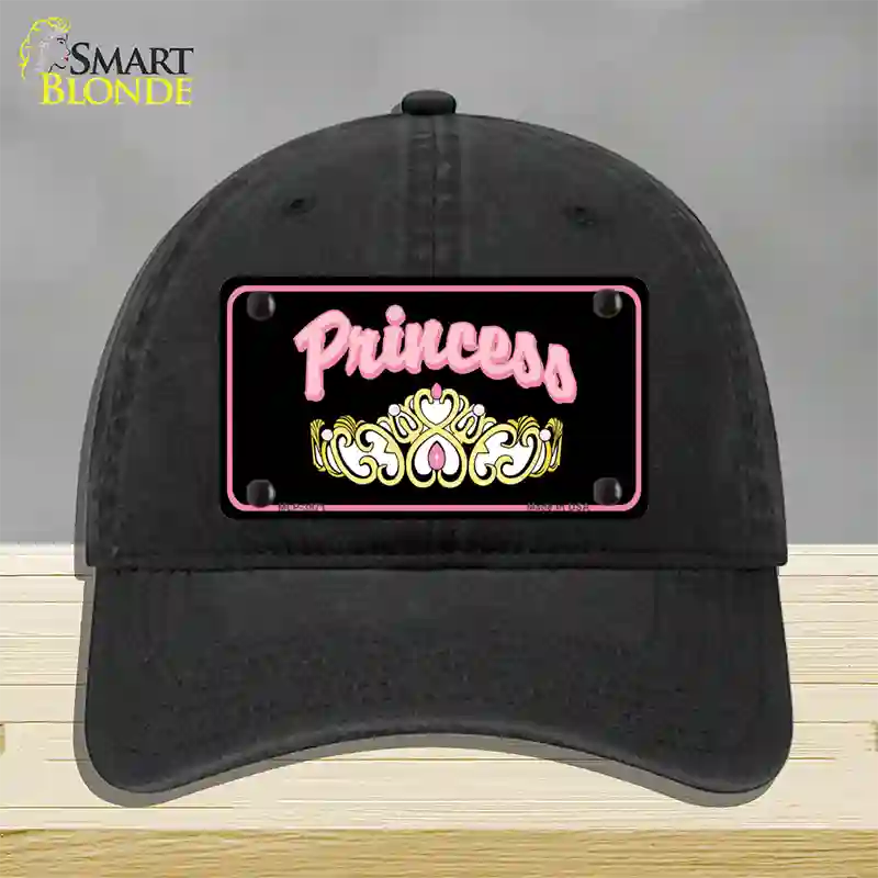 Princess Tiara Novelty License Plate Hat Unconstructed Cotton / Black