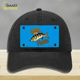 Gone Fishin Novelty License Plate Hat Unconstructed Cotton / Black