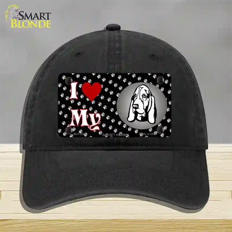 I Love My Basset Hound Novelty License Plate Hat Unconstructed Cotton / Black