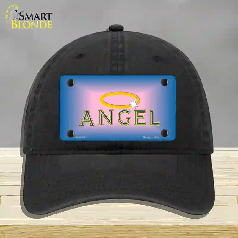 Angel Novelty License Plate Hat Unconstructed Cotton / Black