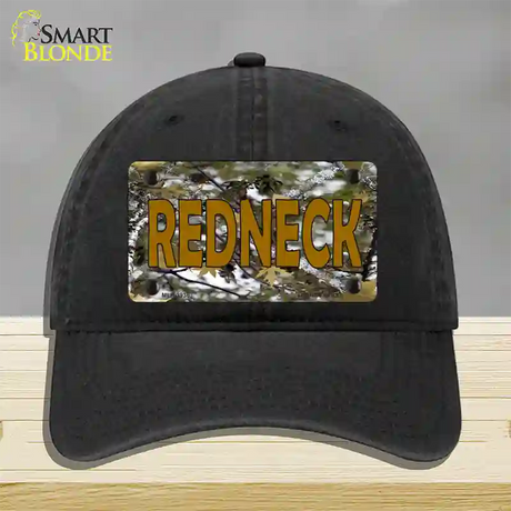 Redneck Camo Novelty License Plate Hat Unconstructed Cotton / Black