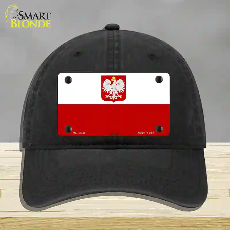 Poland Eagle Flag Novelty License Plate Hat Unconstructed Cotton / Black