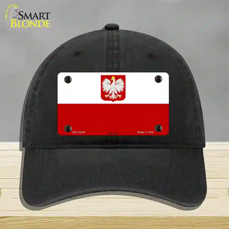 Poland Eagle Flag Novelty License Plate Hat Unconstructed Cotton / Black