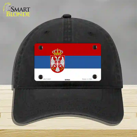 Serbia Eagle Flag Novelty License Plate Hat Unconstructed Cotton / Black