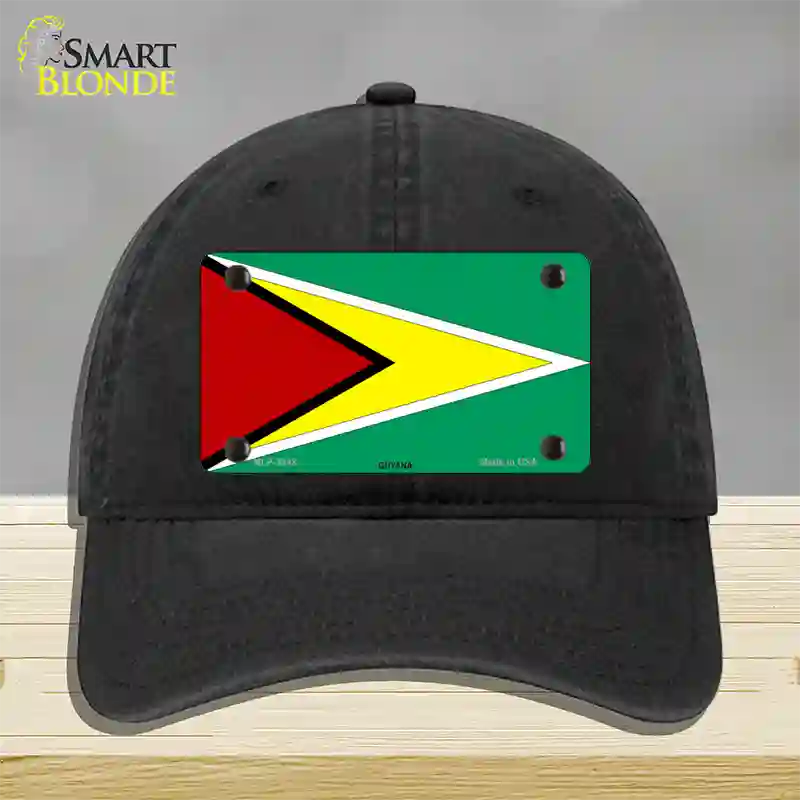 Guyana Flag Novelty License Plate Hat Unconstructed Cotton / Black