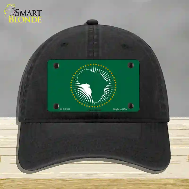 African Union Flag Novelty License Plate Hat Unconstructed Cotton / Black