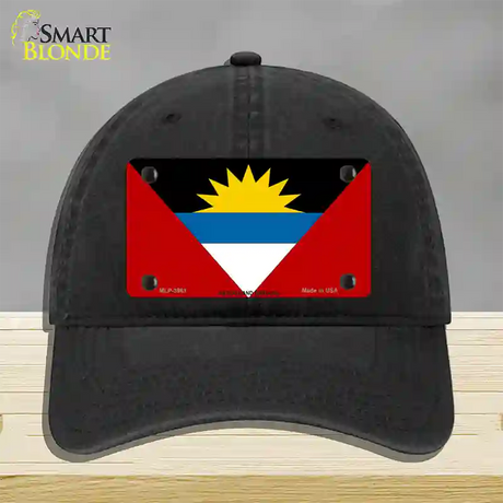 Antigua & Barbuda Flag Novelty License Plate Hat Unconstructed Cotton / Black