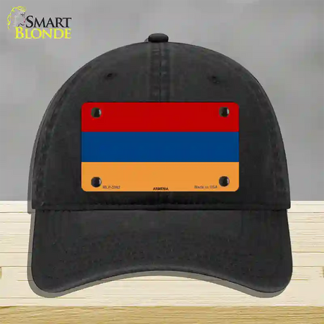 Armenia Flag Novelty License Plate Hat Unconstructed Cotton / Black