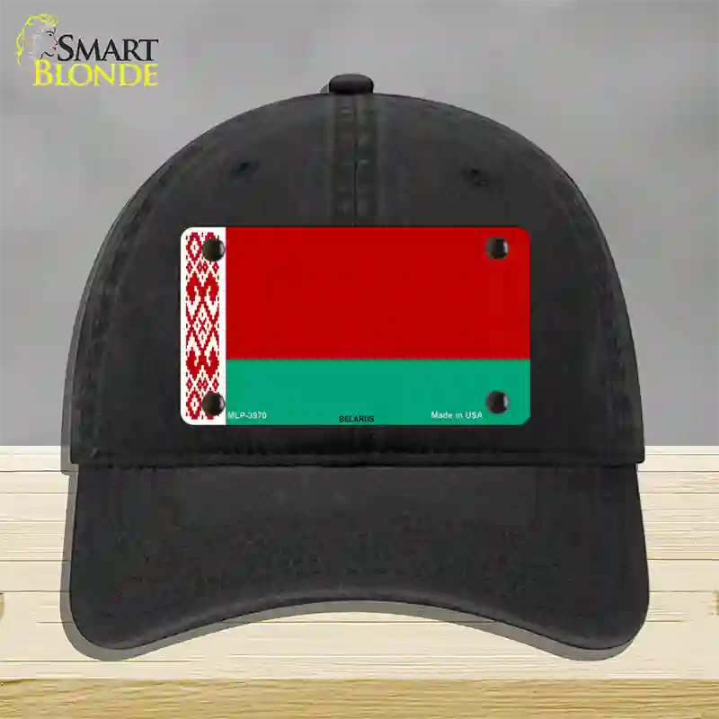 Belarus Flag Novelty License Plate Hat Unconstructed Cotton / Black