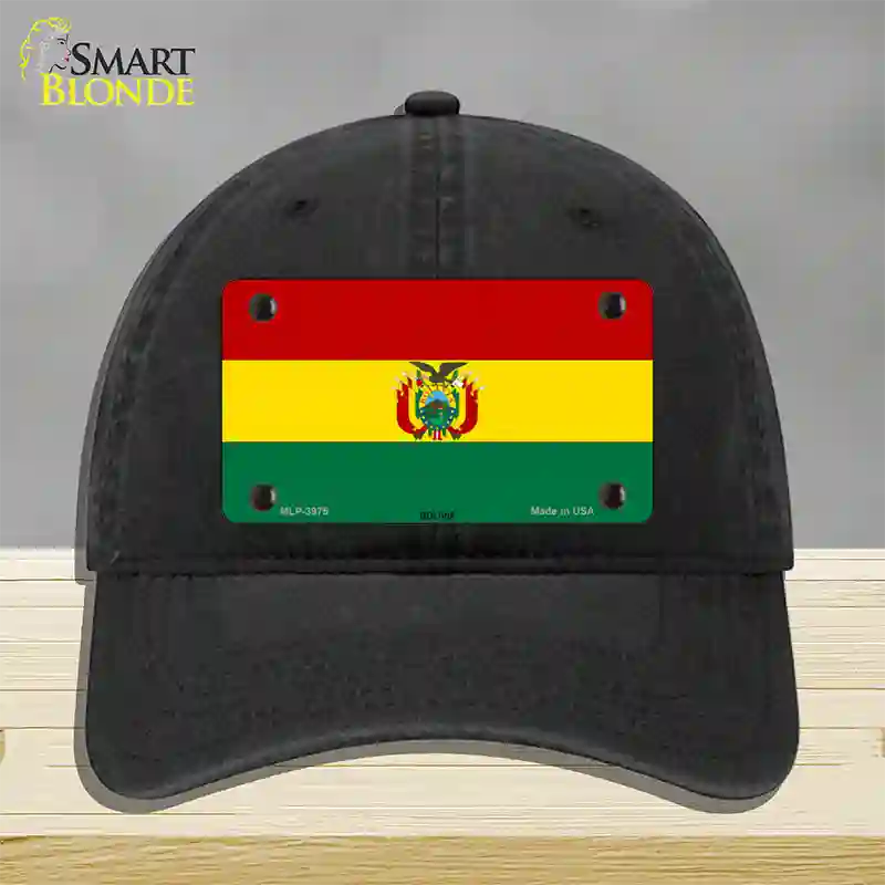 Bolivia Flag Novelty License Plate Hat Unconstructed Cotton / Black