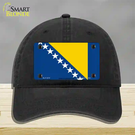 Bosnia Herzegovina Flag Novelty License Plate Hat Unconstructed Cotton / Black