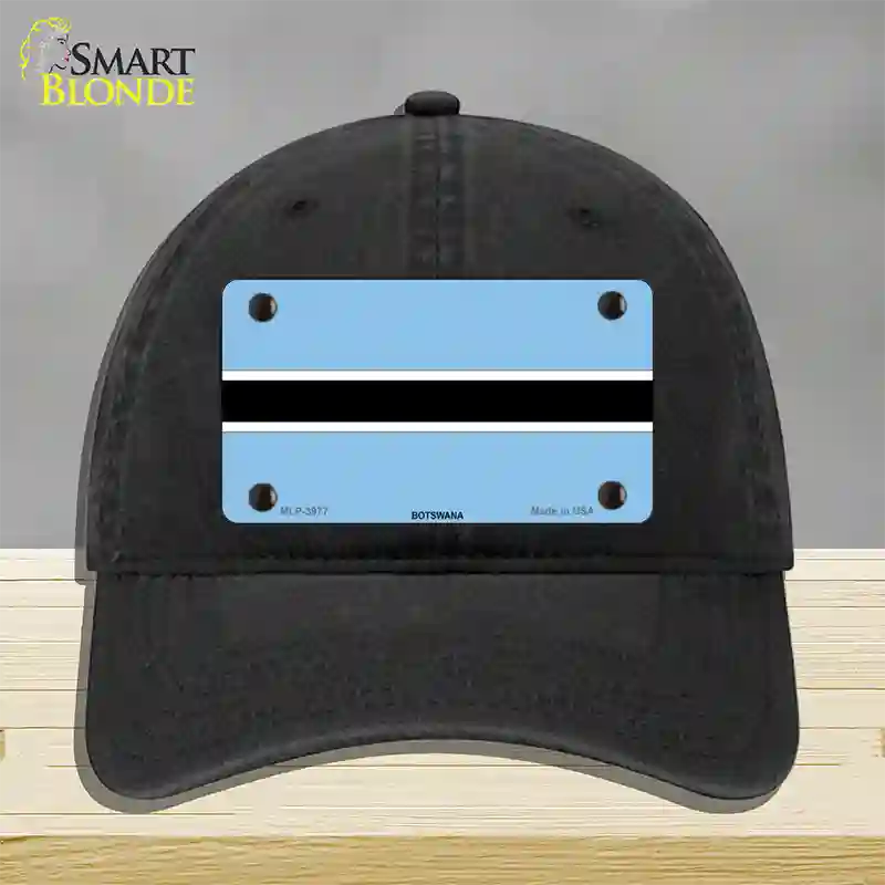 Botswana Flag Novelty License Plate Hat Unconstructed Cotton / Black