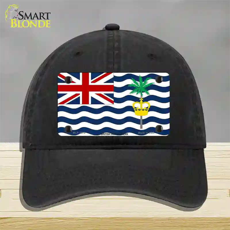 British Indian Ocean Flag Novelty License Plate Hat Unconstructed Cotton / Black