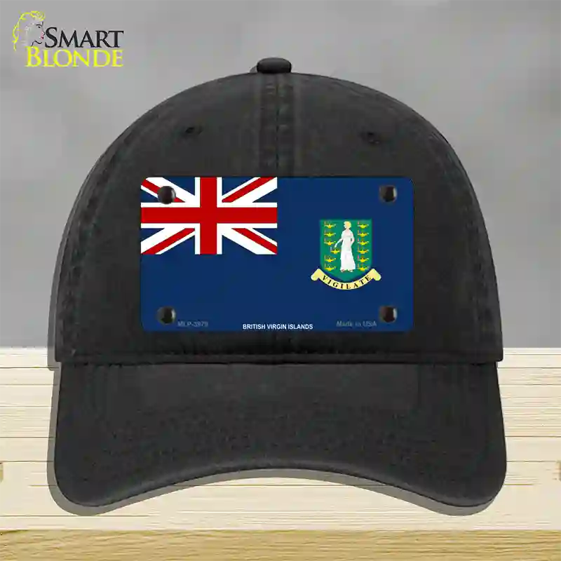 British Virgin Islands Flag Novelty License Plate Hat Unconstructed Cotton / Black