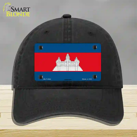 Cambodia Flag Novelty License Plate Hat Unconstructed Cotton / Black