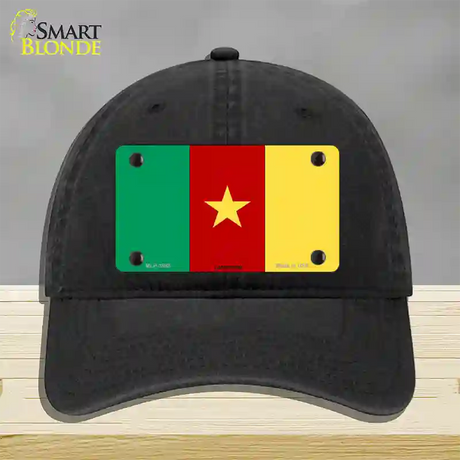 Cameroon Flag Novelty License Plate Hat Unconstructed Cotton / Black