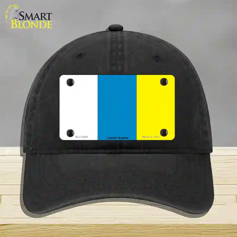 Canary Islands Flag Novelty License Plate Hat Unconstructed Cotton / Black