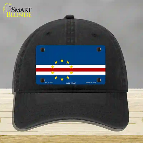 Cape Verde Flag Novelty License Plate Hat Unconstructed Cotton / Black