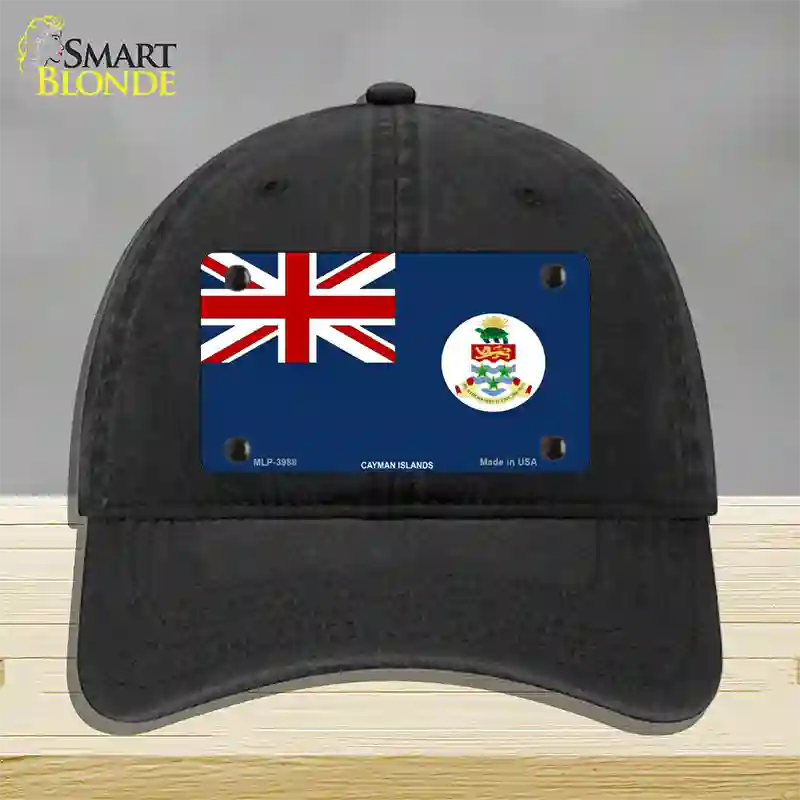 Cayman Islands Flag Novelty License Plate Hat Unconstructed Cotton / Black