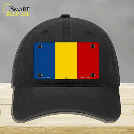 Chad Flag Novelty License Plate Hat Unconstructed Cotton / Black