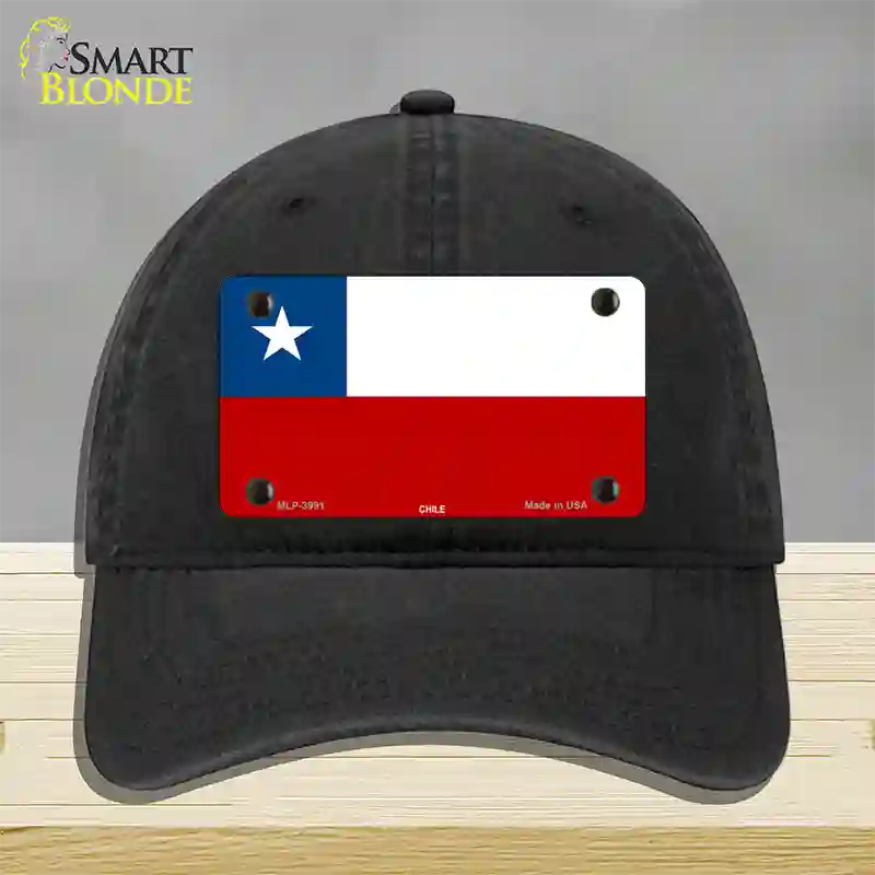 Chile Flag Novelty License Plate Hat Unconstructed Cotton / Black