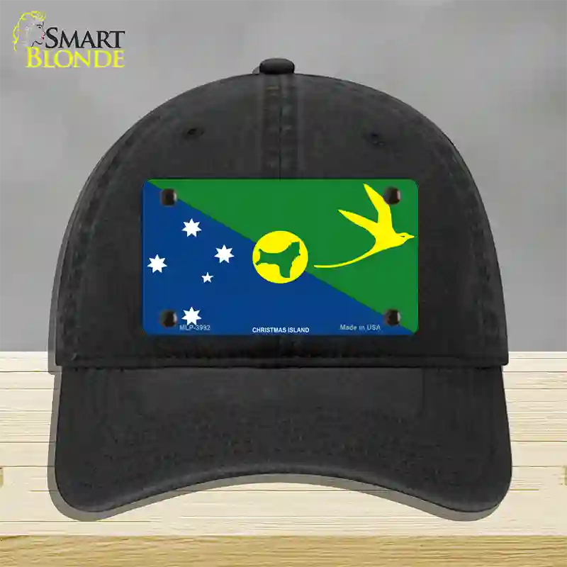 Christmas Island Flag Novelty License Plate Hat Unconstructed Cotton / Black