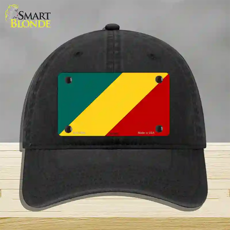 Congo Flag Novelty License Plate Hat Unconstructed Cotton / Black