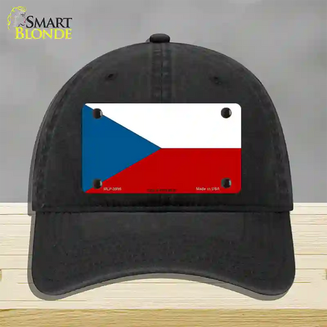 Czech Republic Flag Novelty License Plate Hat Unconstructed Cotton / Black