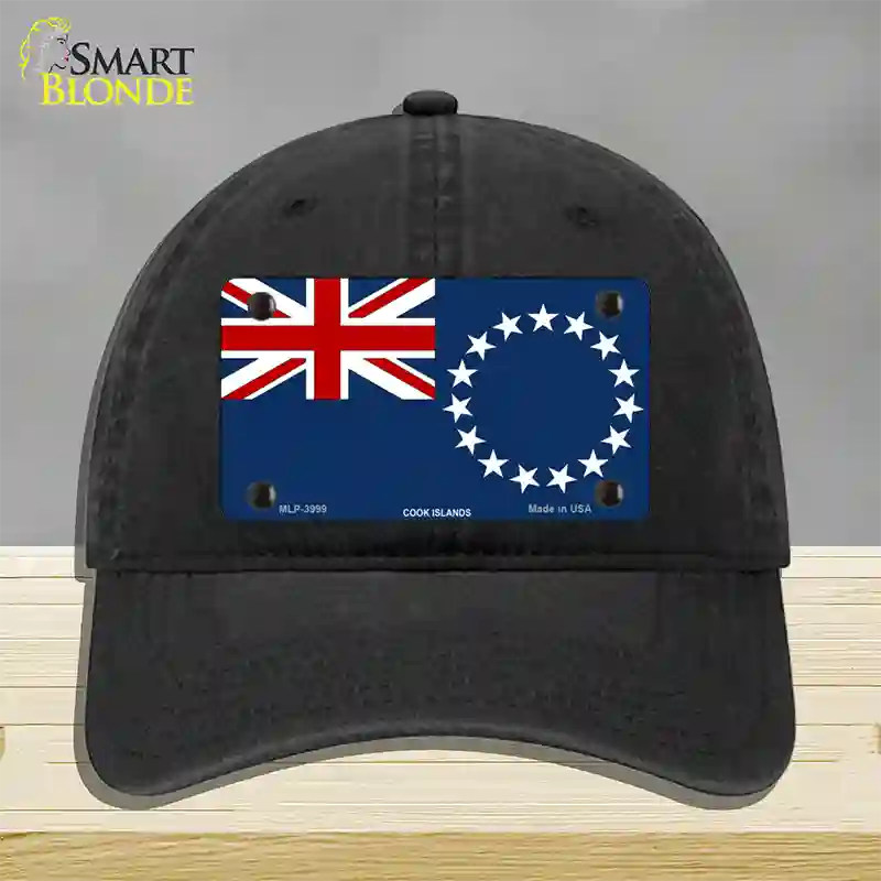 Cook Island Flag Novelty License Plate Hat Unconstructed Cotton / Black