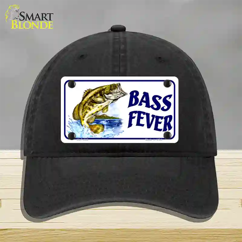 Bass Fever Novelty License Plate Hat Unconstructed Cotton / Black