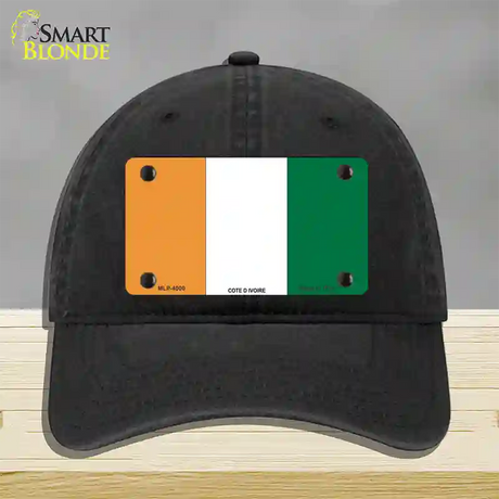 Cote D Ivoire Flag Novelty License Plate Hat Unconstructed Cotton / Black