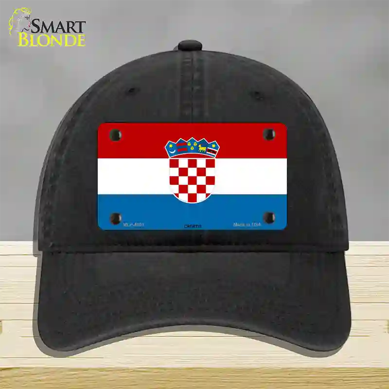 Croatia Flag Novelty License Plate Hat Unconstructed Cotton / Black