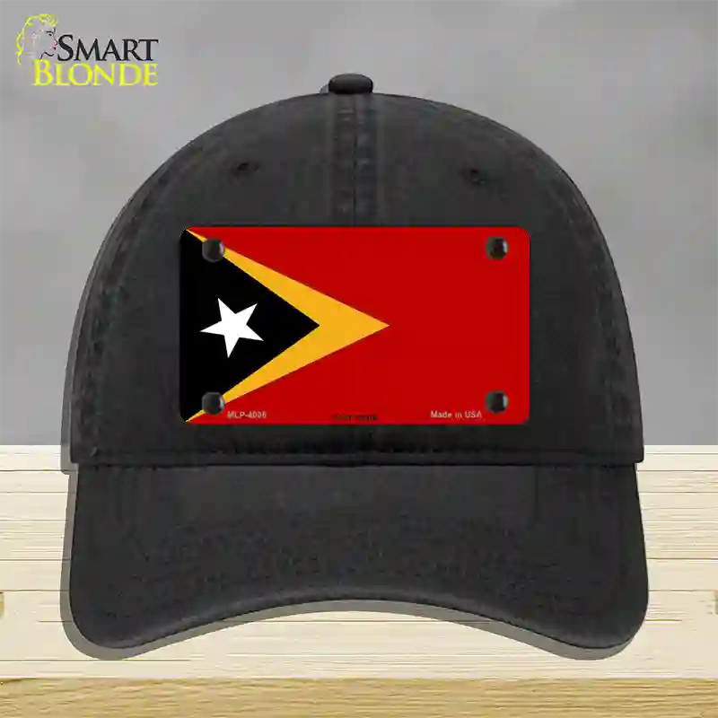 East Timor Flag Novelty License Plate Hat Unconstructed Cotton / Black