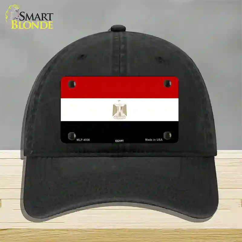 Egypt Flag Novelty License Plate Hat Unconstructed Cotton / Black