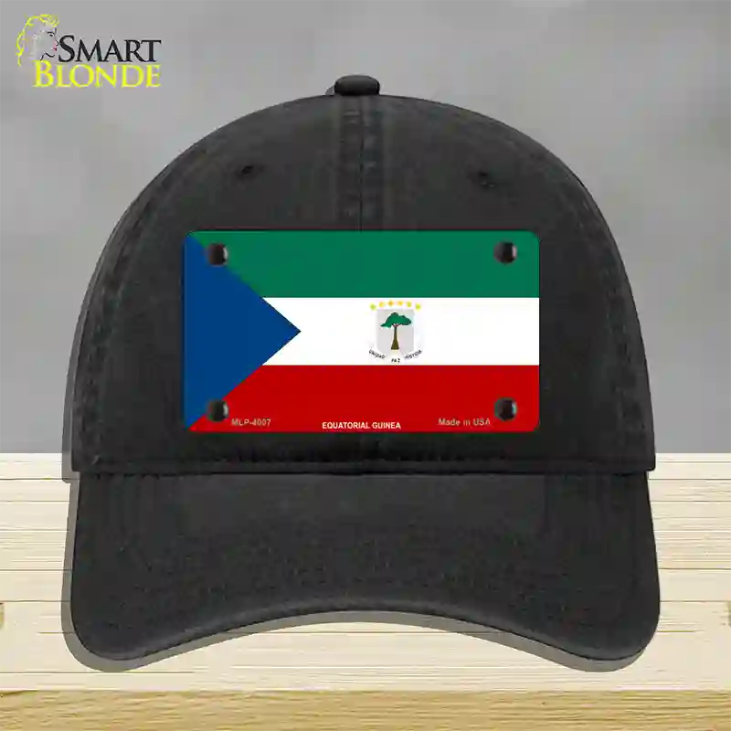 Equatorial Guinea Flag Novelty License Plate Hat Unconstructed Cotton / Black