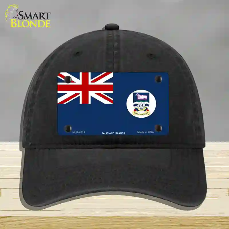 Falkland Islands Flag Novelty License Plate Hat Unconstructed Cotton / Black