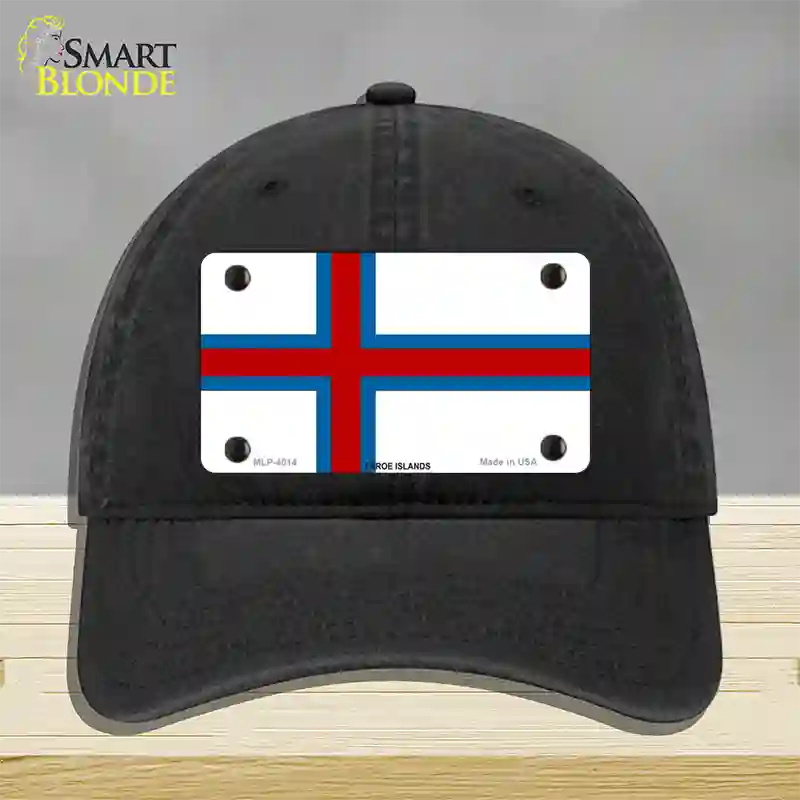 Faroe Islands Flag Novelty License Plate Hat Unconstructed Cotton / Black