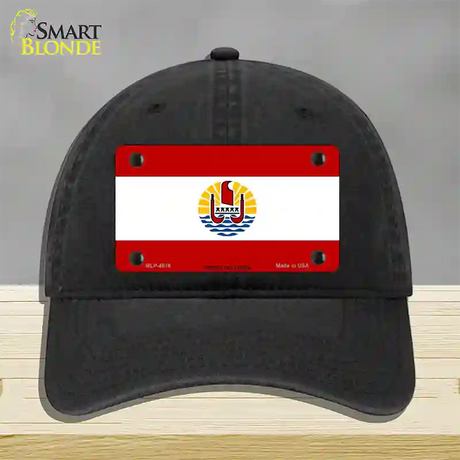 French Polynesia Flag Novelty License Plate Hat Unconstructed Cotton / Black