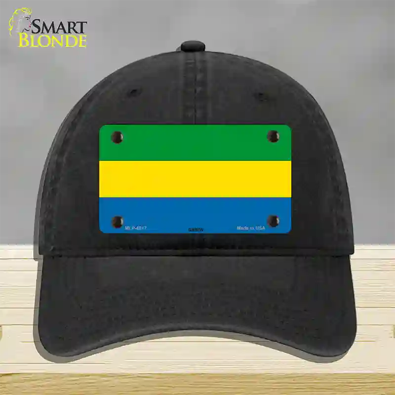 Gabon Flag Novelty License Plate Hat Unconstructed Cotton / Black